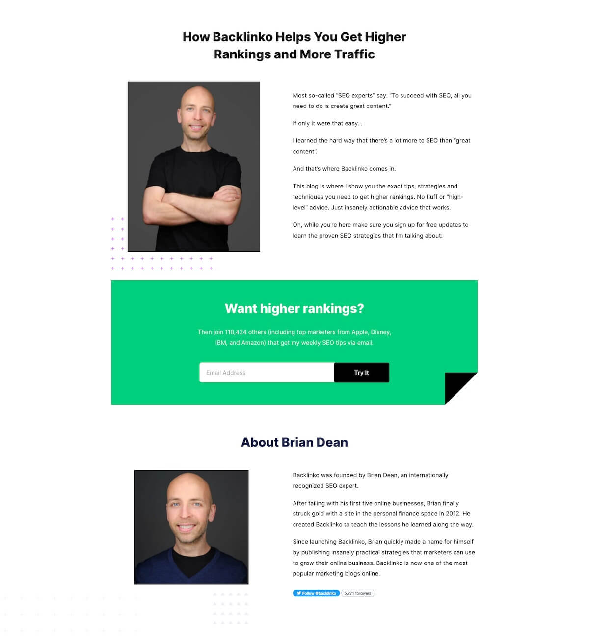 Brian Dean Backlinko Opt in Landing Page