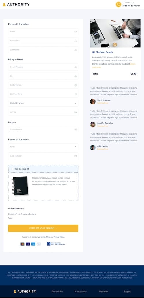 Authority - Checkout Page
