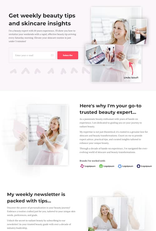 Beauty Newsletter Landing Page