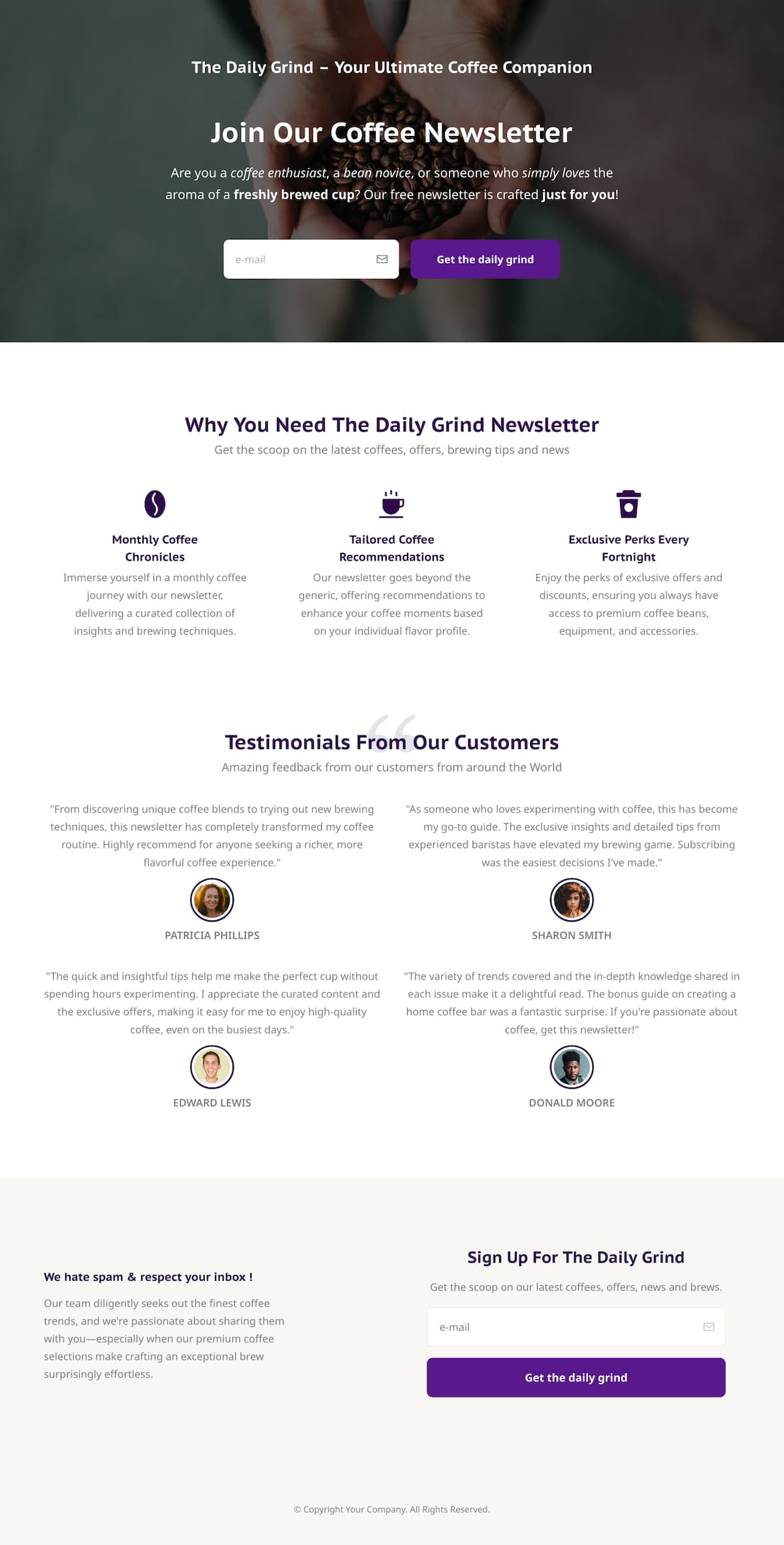 Coffee Newsletter Landing Page