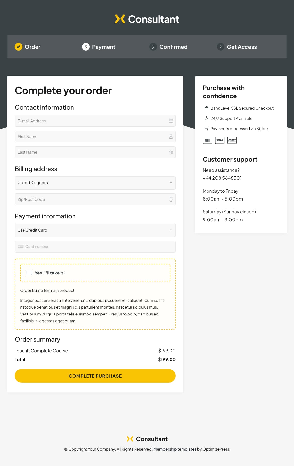 Consultant Checkout Page