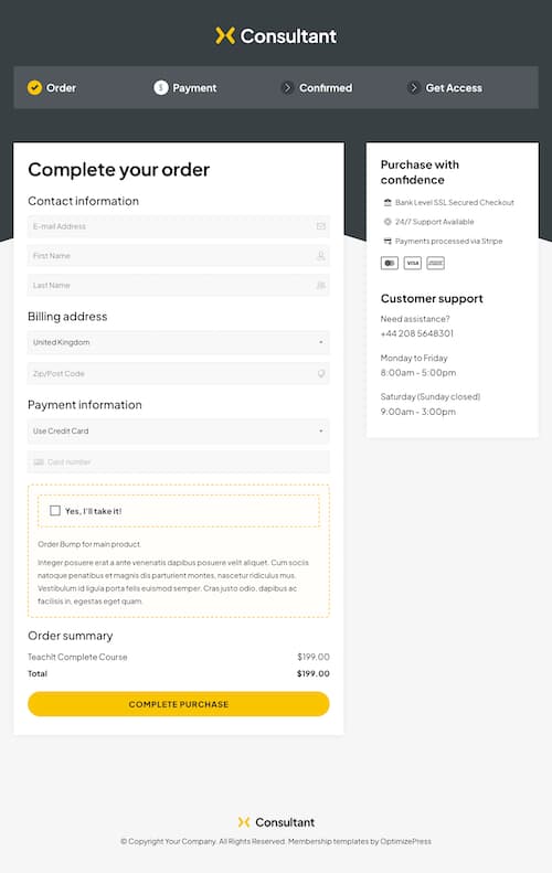 Consultant Checkout Page