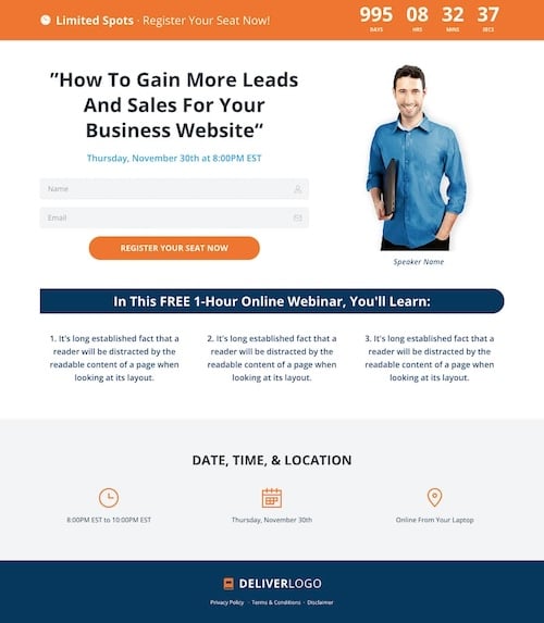 Deliver - Webinar Registration Page