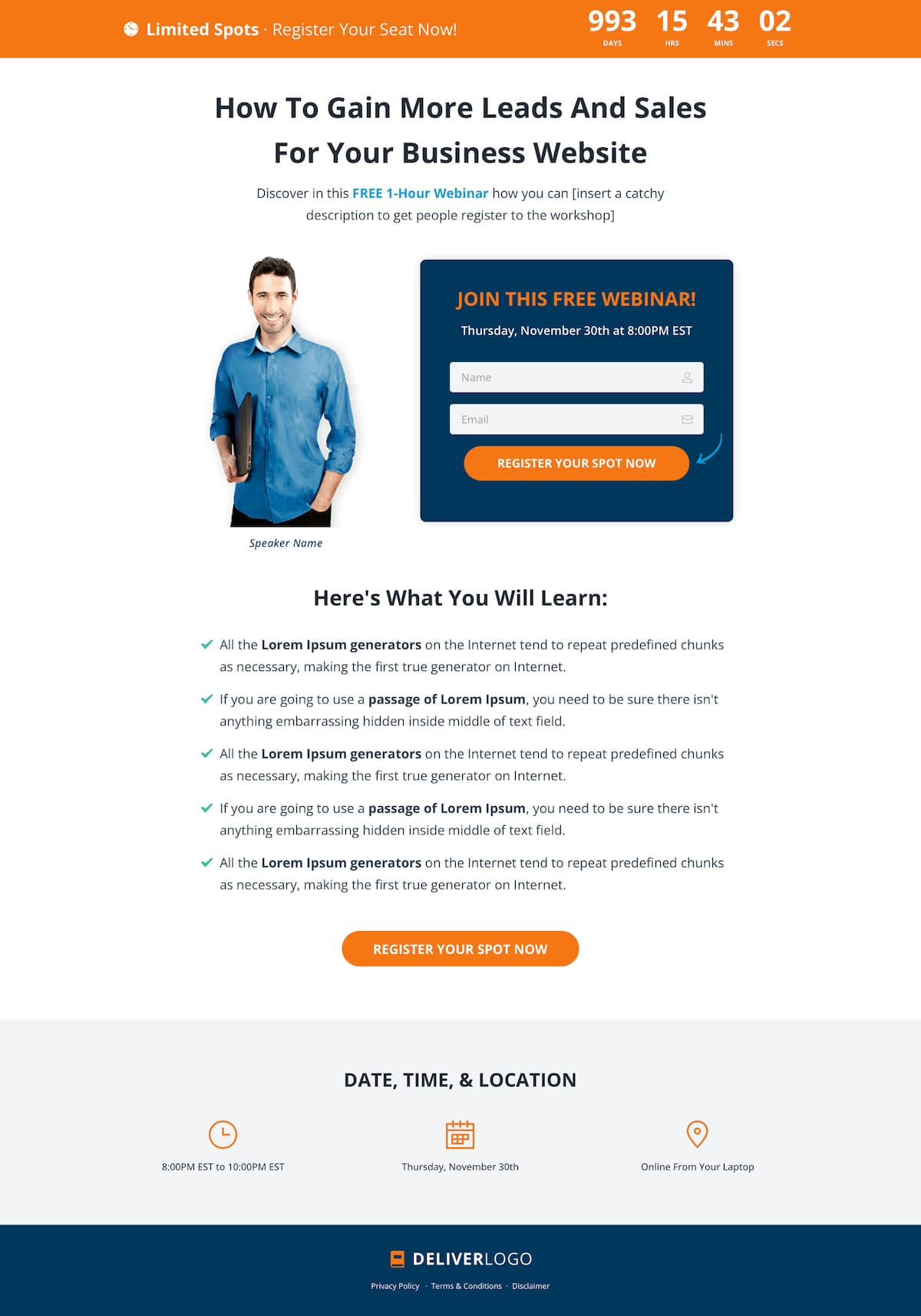 DELIVER Webinar Registration Page Long