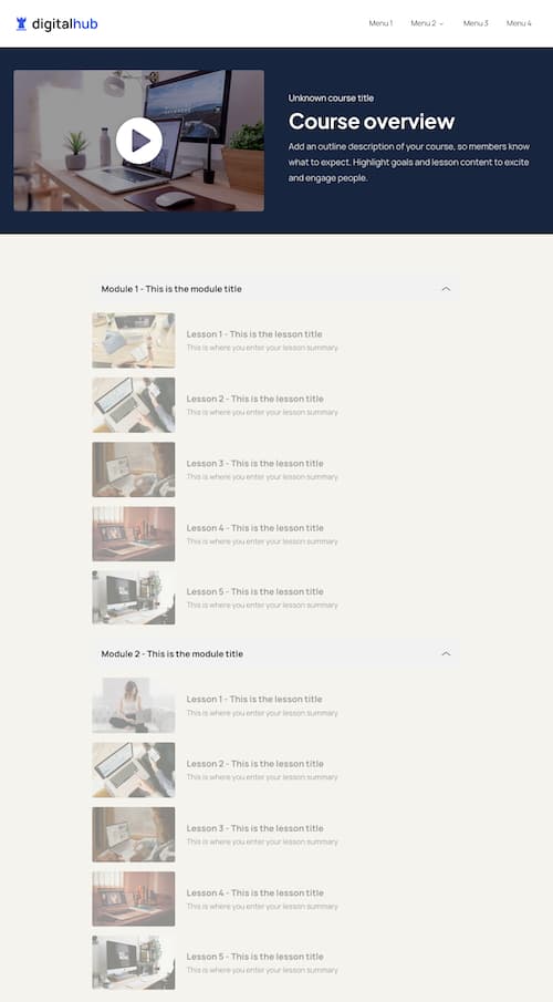 DigitalHub Course Home Page