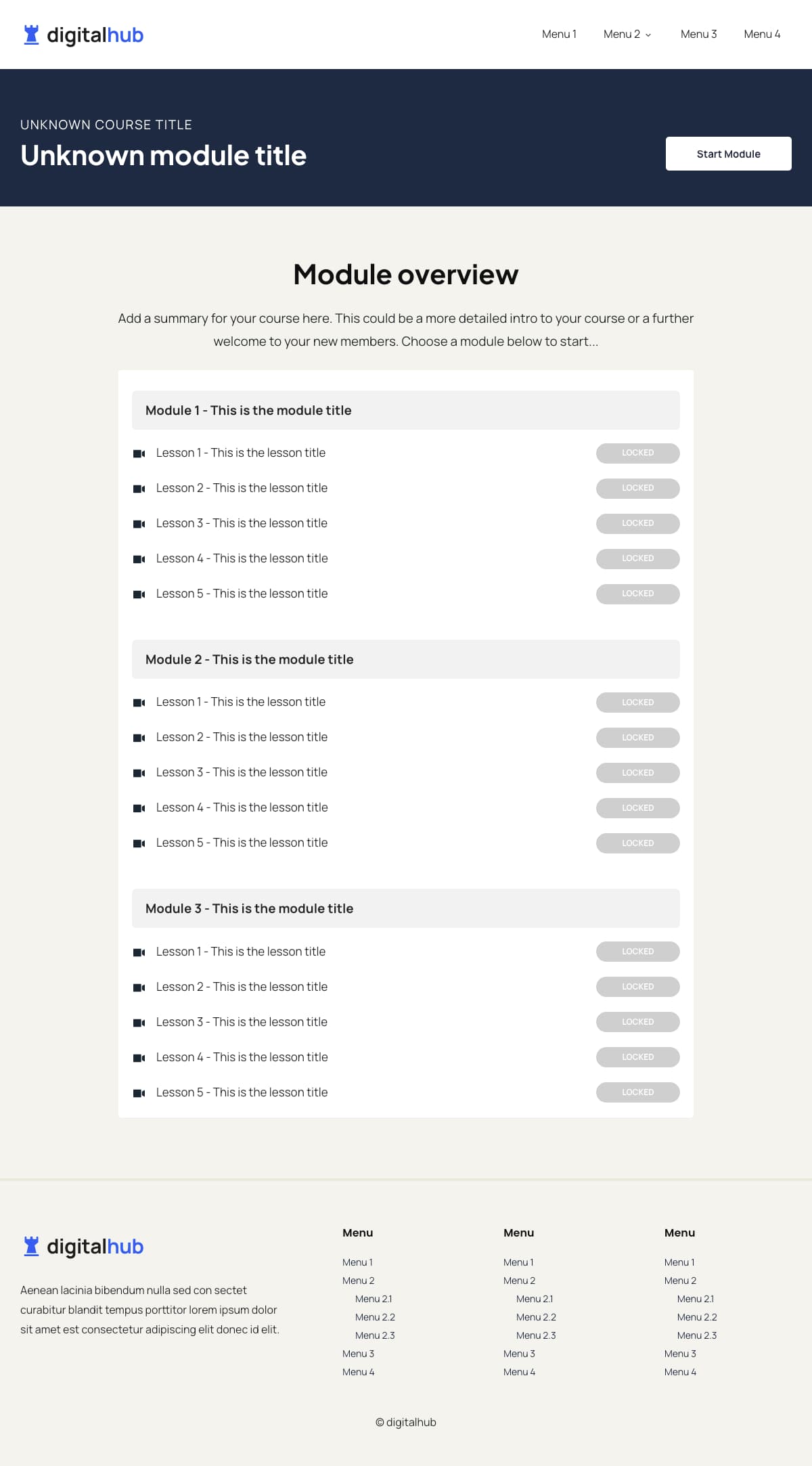 DigitalHub Course Module Page