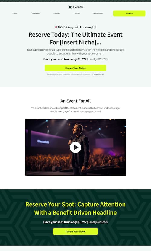 Evently Event Sales Page Template