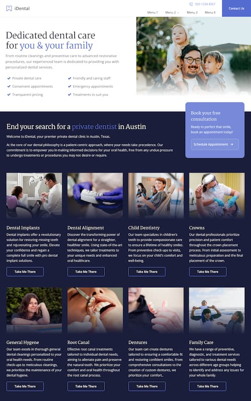 iDental Treatment Category Page