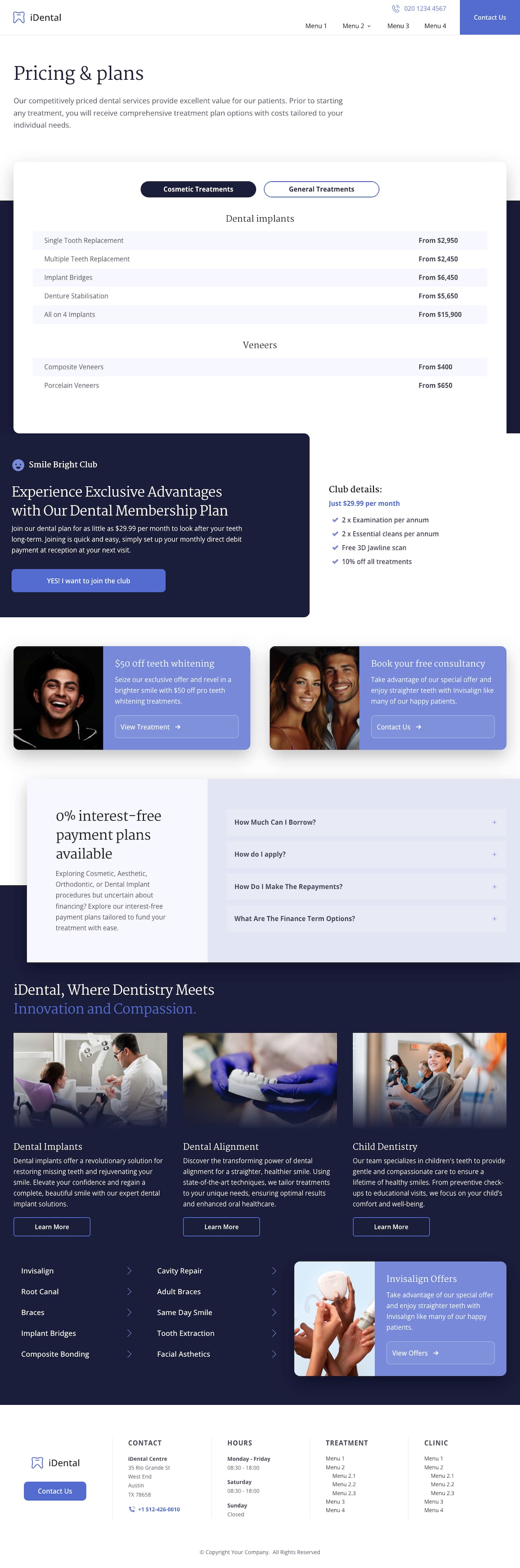 iDental Pricing Page