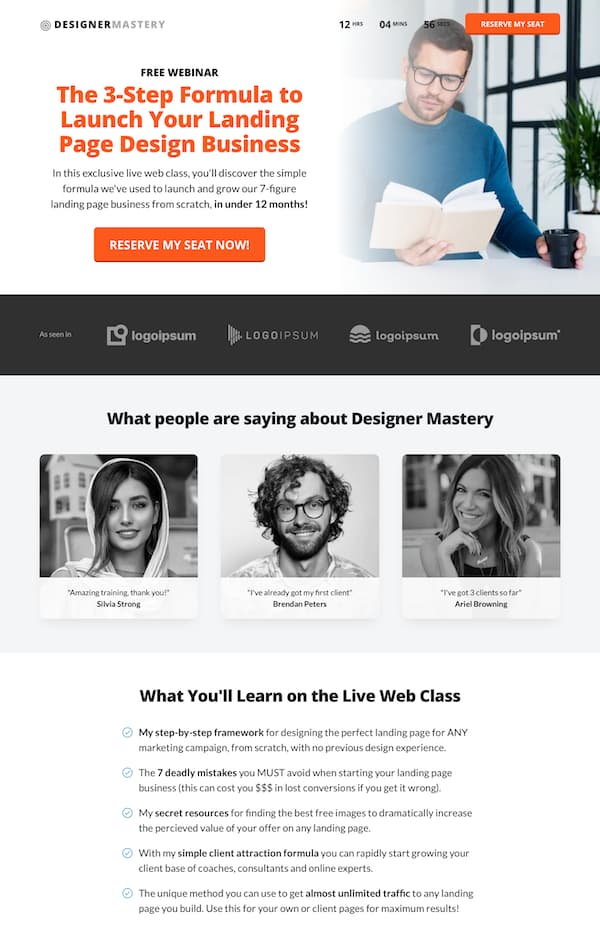 Mastery Webinar Landing Page Template