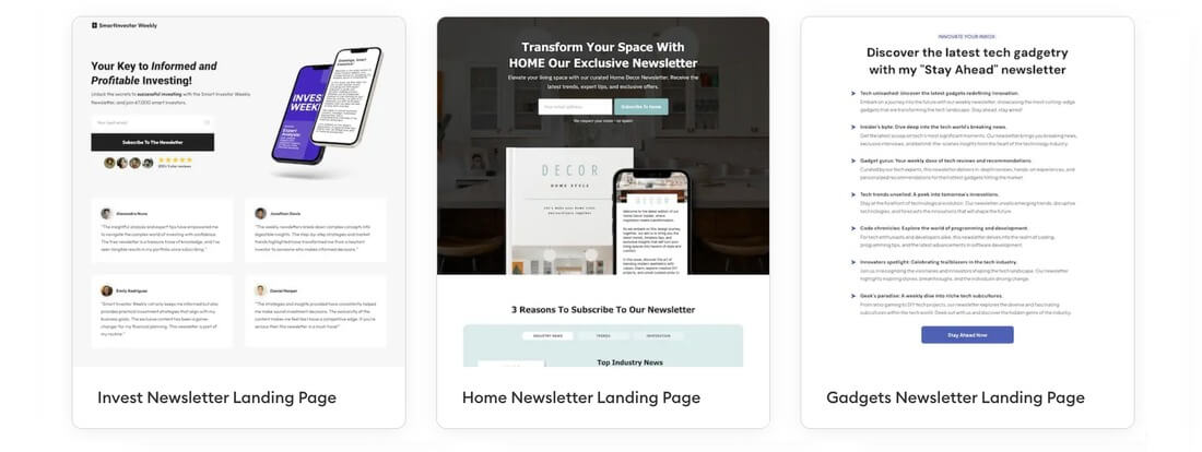 Newsletter landing page - OptimizePress