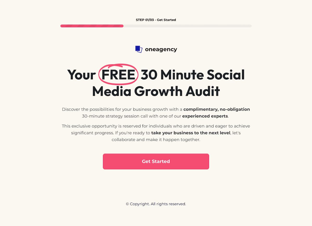 OneAgency Funnel Landing Page