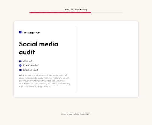 OneAgency Booking Landing Page 3