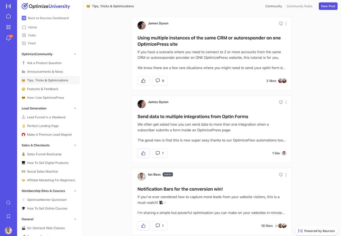 OptimizePress Community Posts
