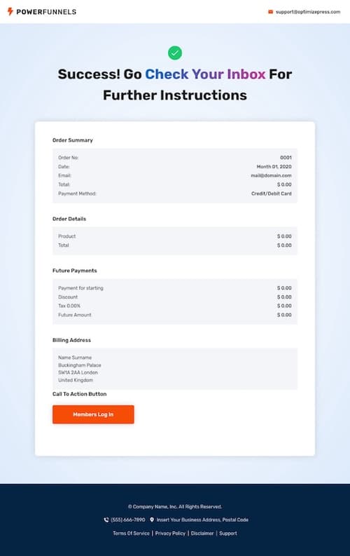 PowerFunnels - Order Summary Page