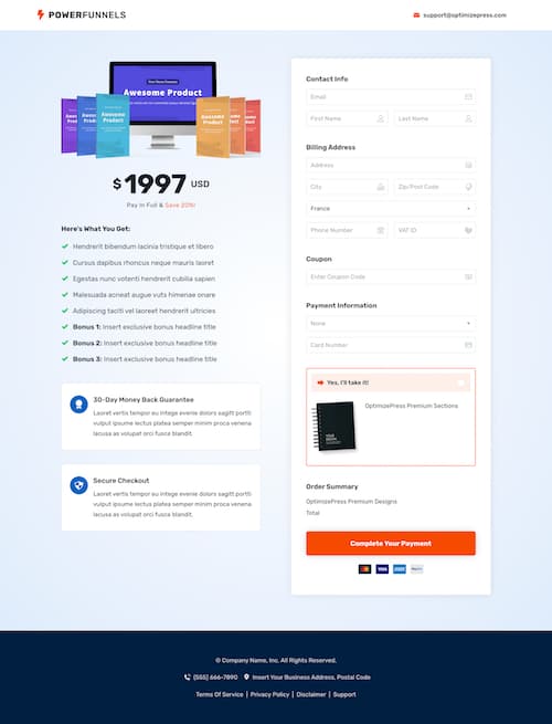 PowerFunnels - Checkout Page