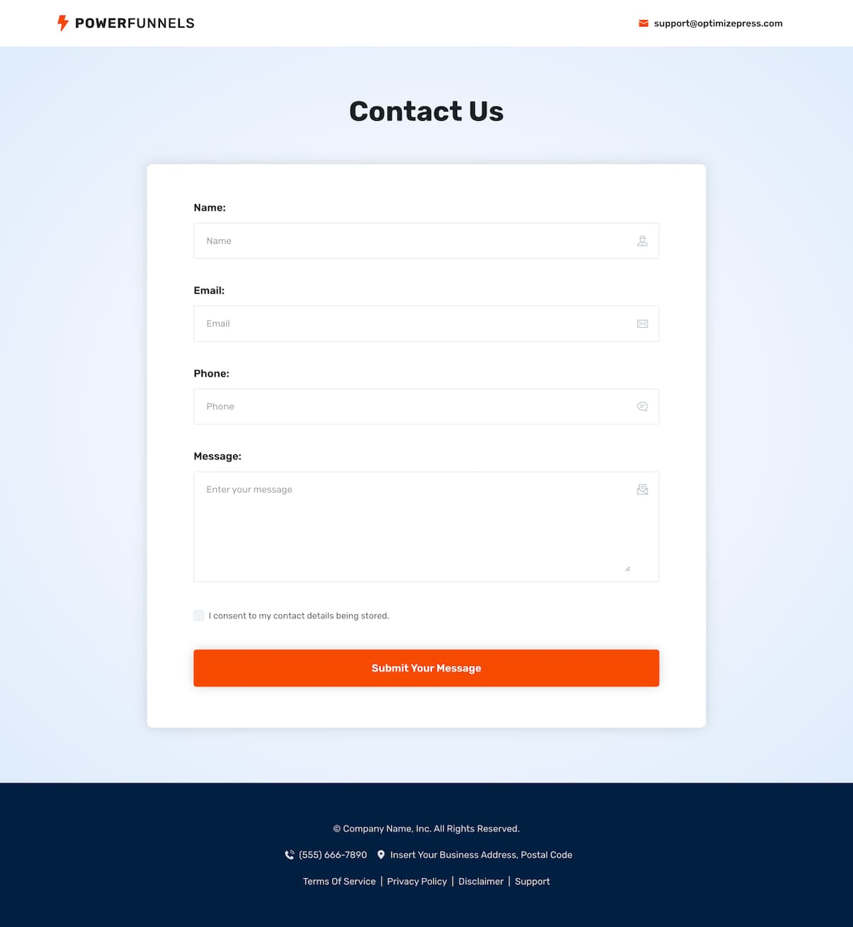 PowerFunnels Contact Page