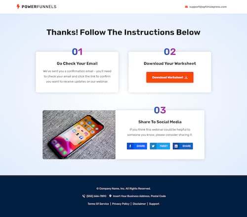 PowerFunnels - Webinar Thank You Page