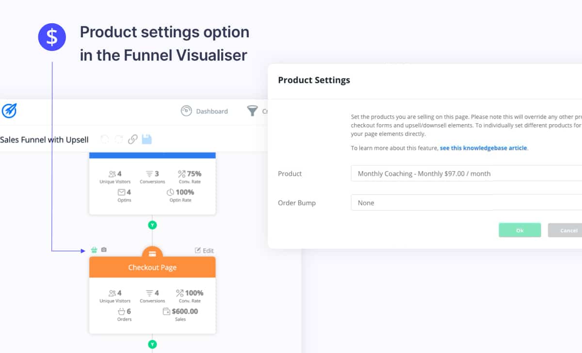 Set product in Funnel Visualiser