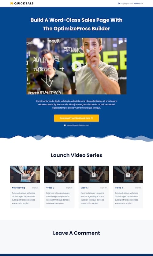 QUICKSALE - Video Series Launch Page