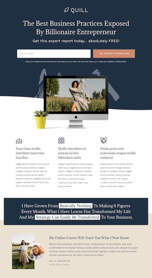 Quill Simple Landing Page