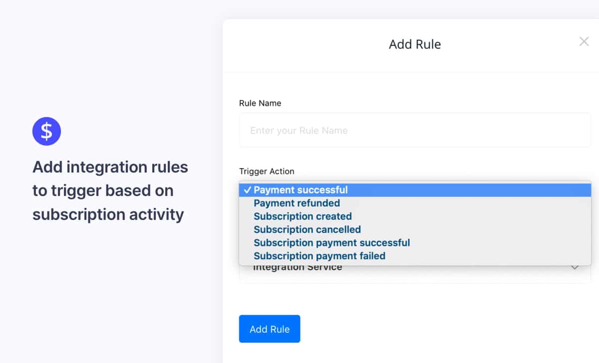 Integration rules for subscriptions