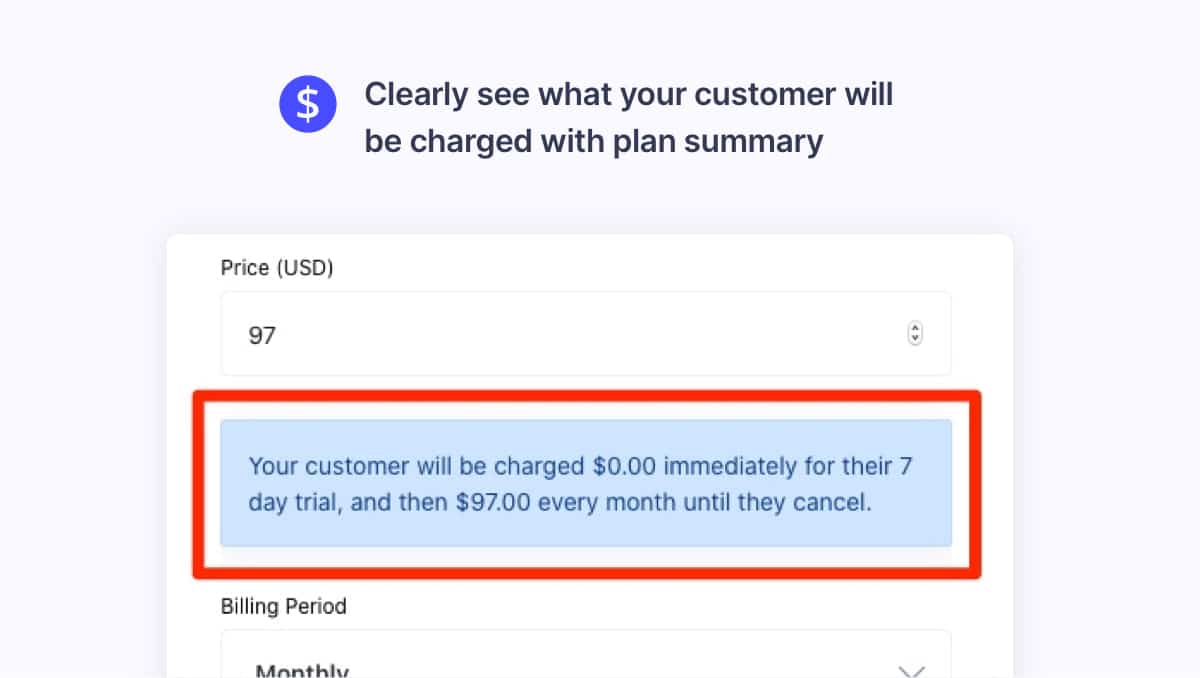 Recurring payment plan summary