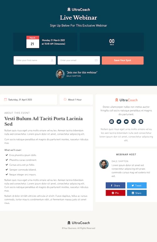 UltraCoach Webinar Landing Page