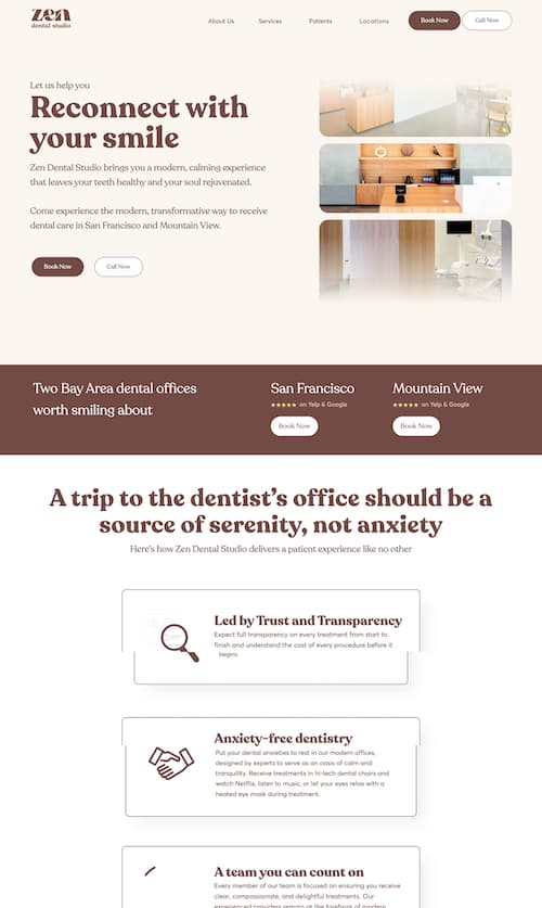 Zen Dental Studio Landing Page