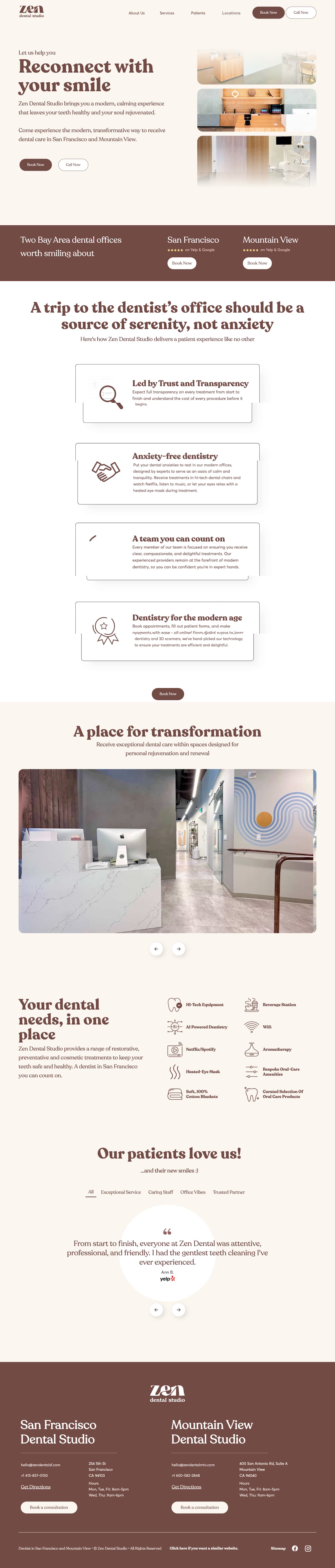 Zen Dental Studio Landing Page