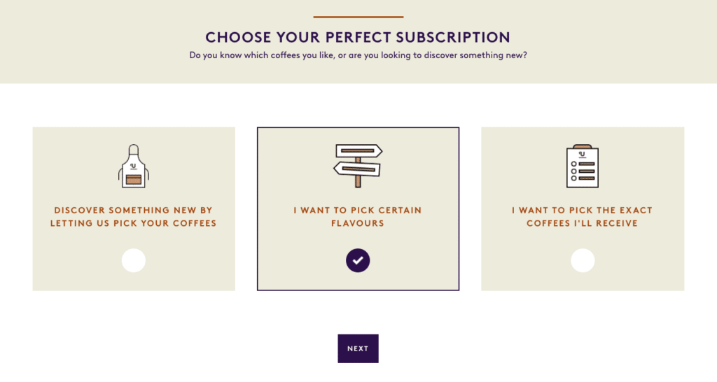 Union coffee subscription customisation