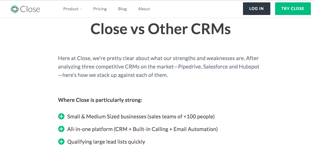 Close.io Vs Other CRMs