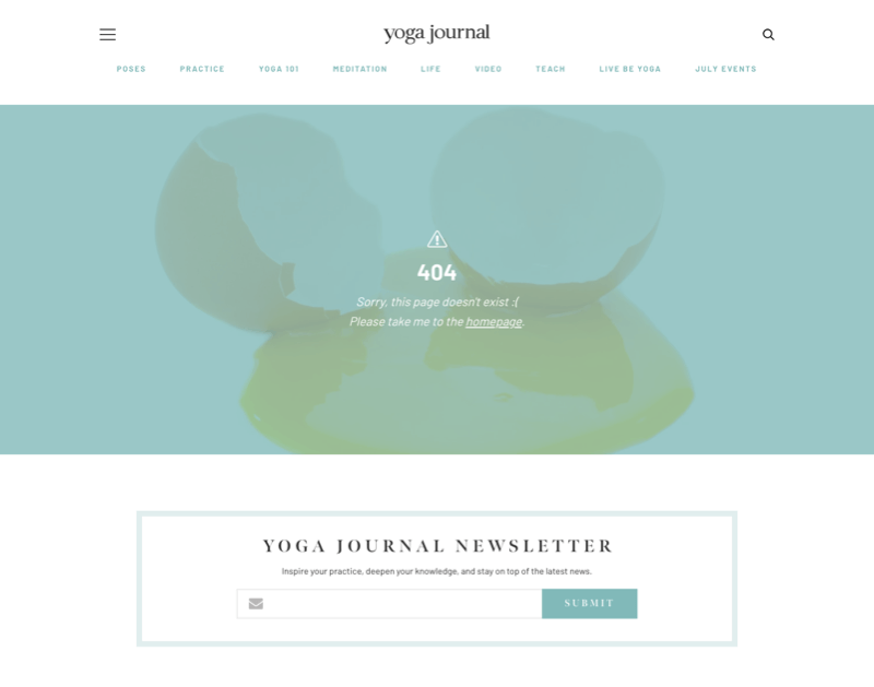 404 Sorry page - Yoga Journal