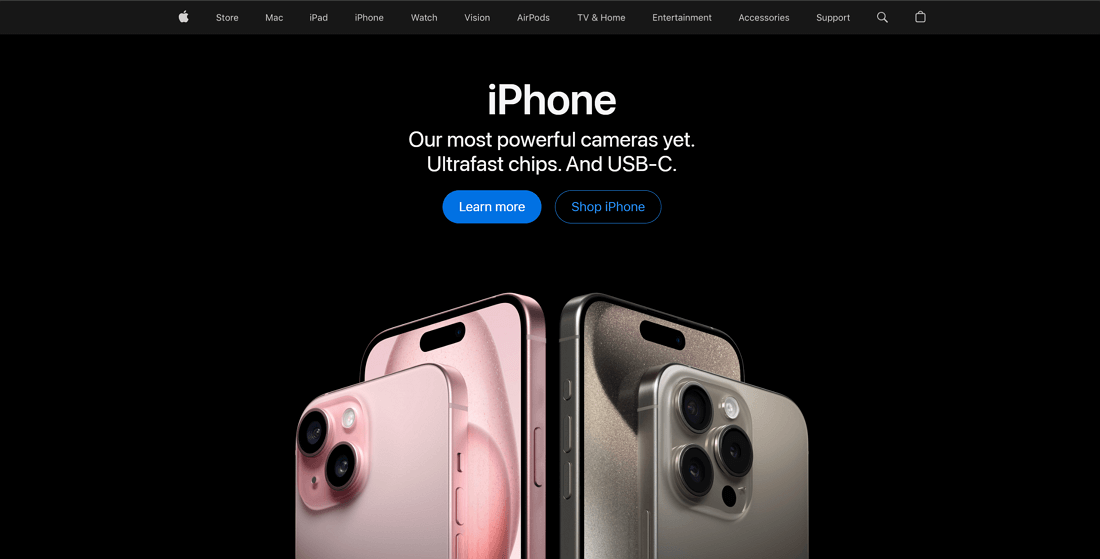 Above the fold website examples - Apple