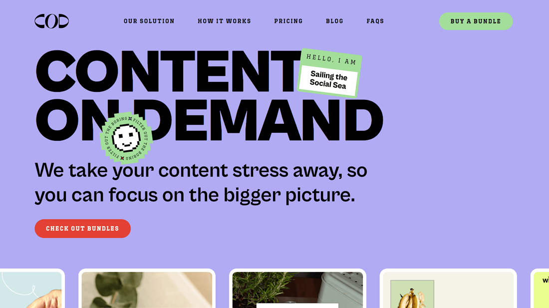 Above the fold website examples - Content on Demand