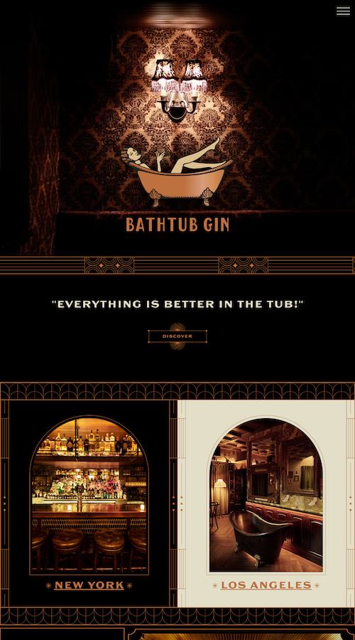 Bathtub Gin Bar Landing Page