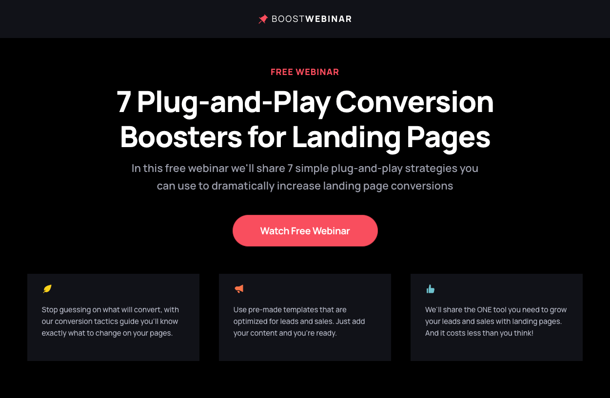 Boost Webinar Landing Page