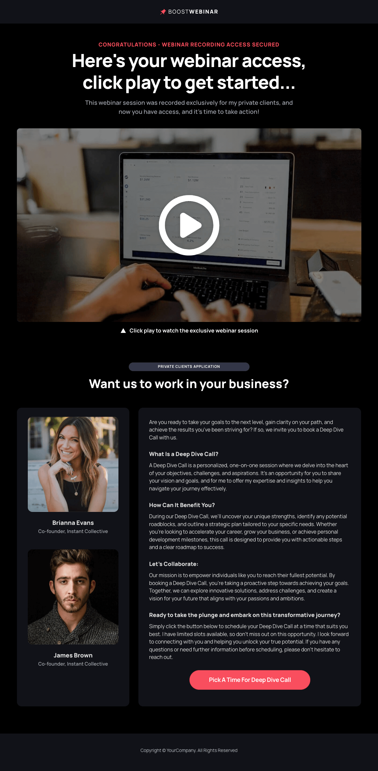 Boost Webinar Thank You Page Template