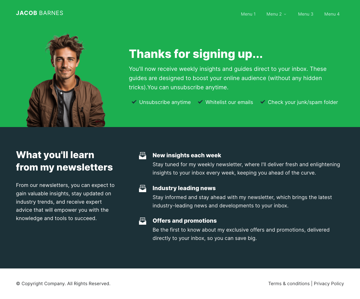 Bright Personal Thank You Page Template