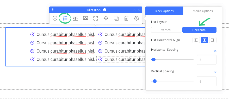 Bullet List Horizontal