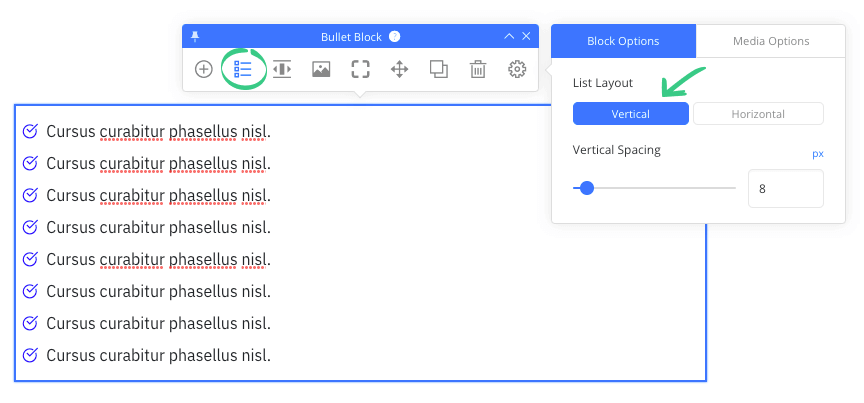 Bullet List Vertical