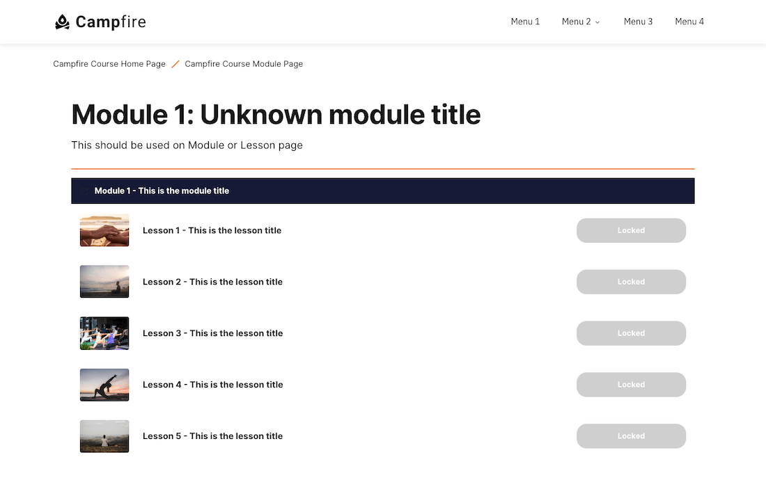 Campfire Course Module Page