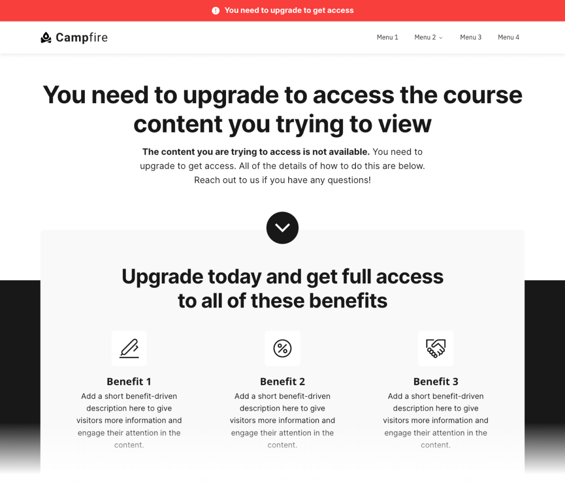 Campfire Upgrade Required Page