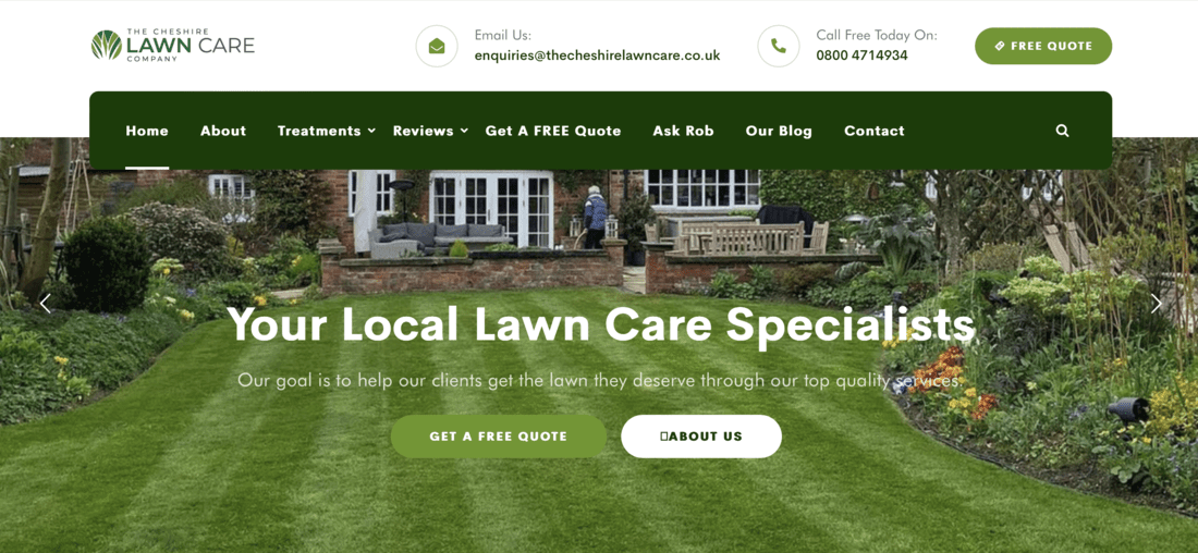 Cheshire Lawncare - Small business website examples