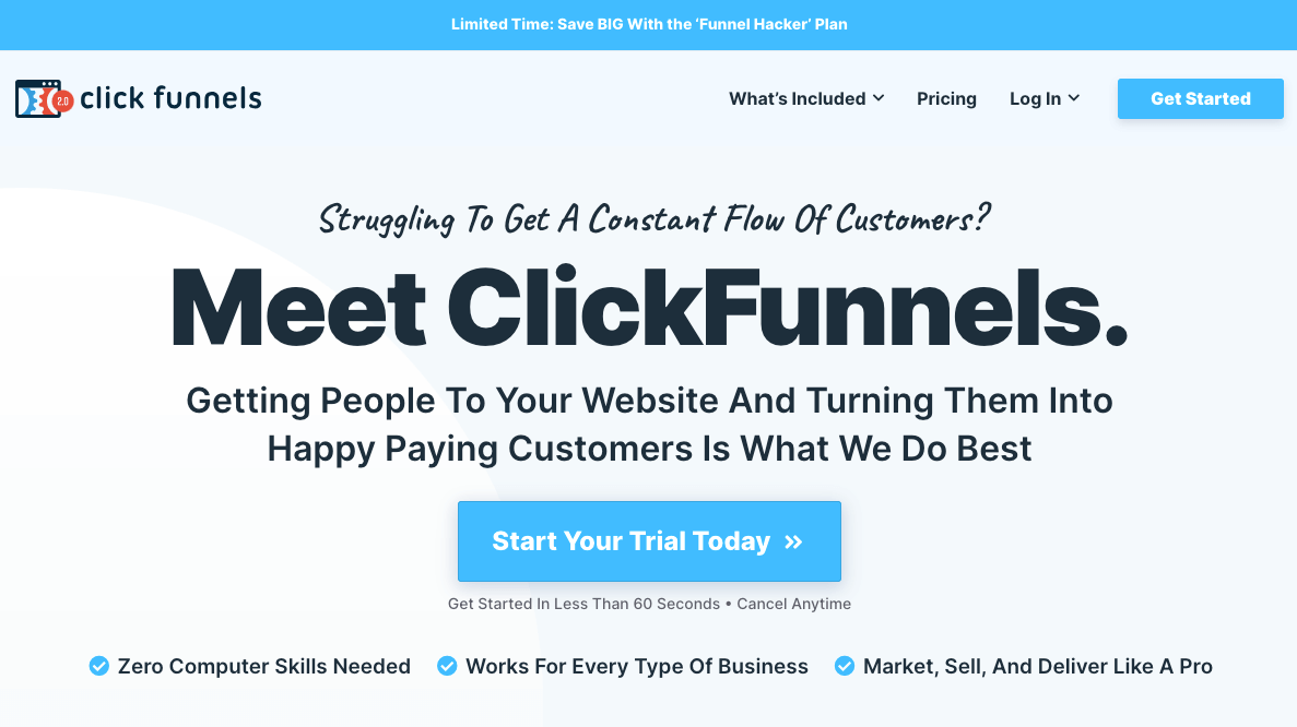 Clickfunnels Homepage - Leadpages Alternatives