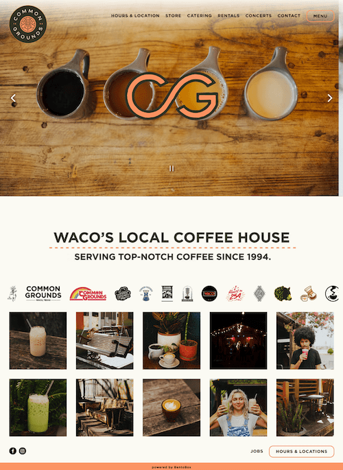 Common Grounds Waco Coffee Shop Landing Page