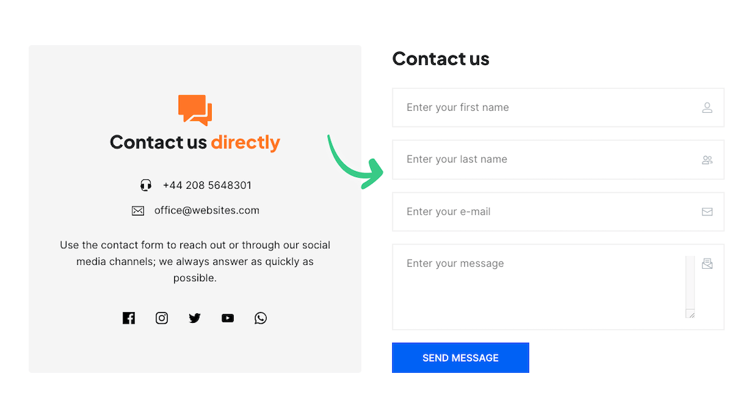 Contact Form Fields - Contact Form Sections