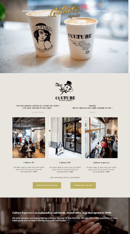 Culture Espresso Coffee Shop Landing Page