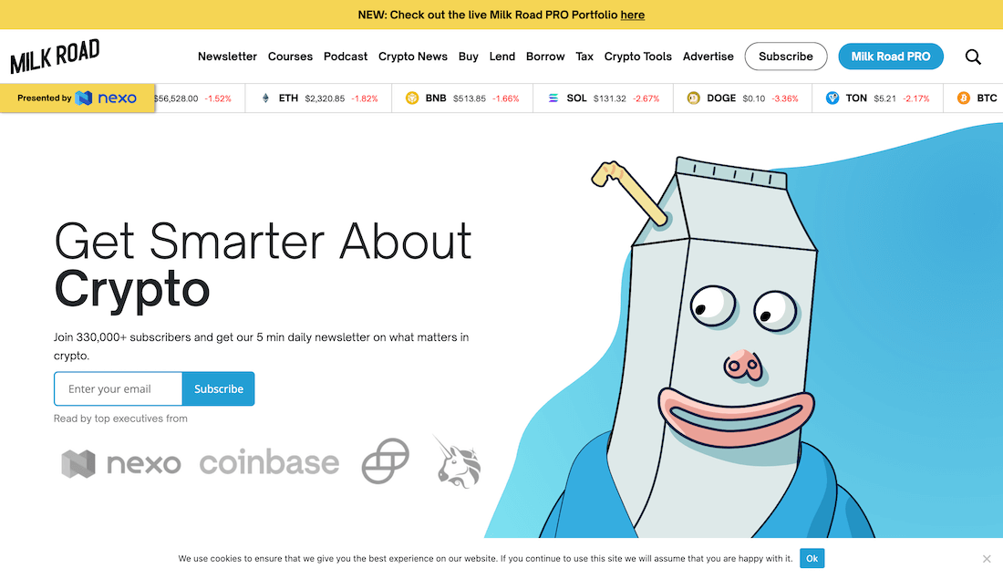 Daily Crypto Newsletter Landing Page Example