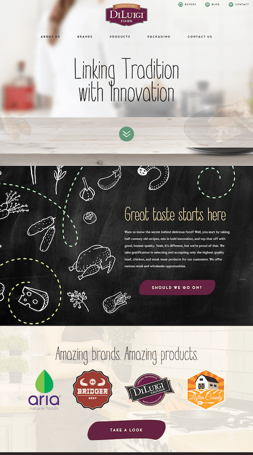 DiLuigi Foods Restaurant Landing Page